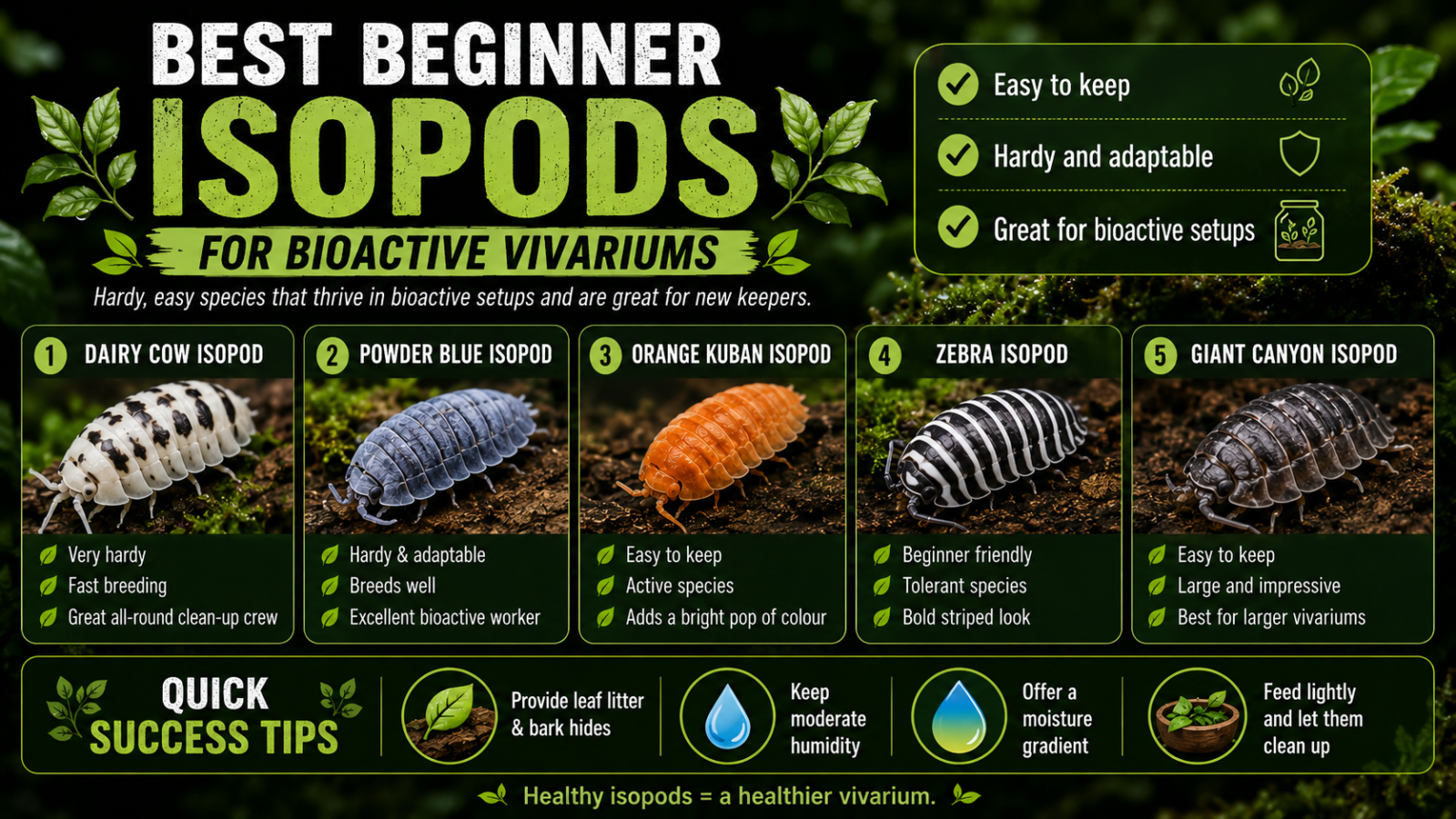 Best Beginner Isopods for Bioactive Vivariums